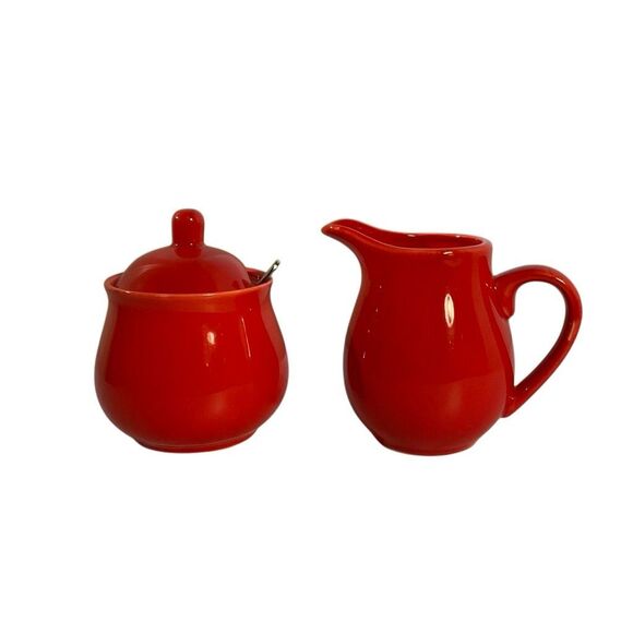 Kitchy Red Pitcher and Sugar Bowl Set. 5” tradwife christmas coffee - Picture 2 of 12